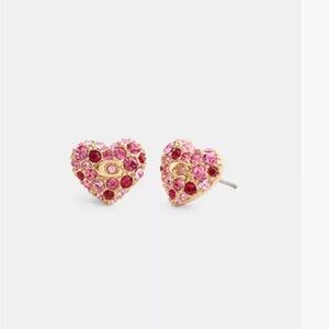 COACH Pavé Heart Stud Earrings